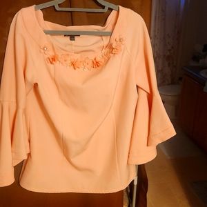 A beautiful light peach elegant top size L by Prelude for $18.
